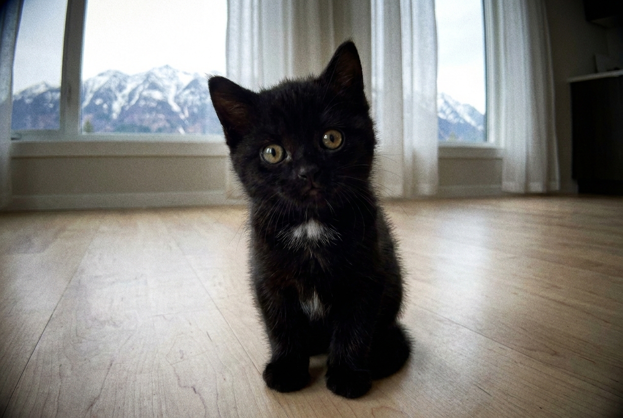 カメラを見つめるスス